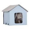 VEVOR Heated Cat House Foldable Kitty Shelter with Heated Pad Blue Small - House-Style - Small Size
