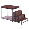 VEVOR Pet Bunk Bed Dog/Cat Window Perch with Stairs Storage Medium Size - Medium - Metal: Black + Wood Panel: Brown