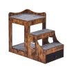 VEVOR Pet Bunk Bed with Stairs Dog/Cat Window Perch with Storage Indoor Brown - Small Size - Brown