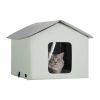 VEVOR Heated Cat House Foldable Kitty Shelter with Heated Pad Green Middle - House-Style - Medium