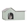 VEVOR Heated Cat House Foldable Kitty Shelter with Heated Pad Green Large - House-Style - Large Size