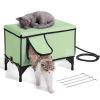 VEVOR Elevated Heated Cat House Cuboid Kitty Shelter with Heated Pad Green (M) - Rectangular - Medium