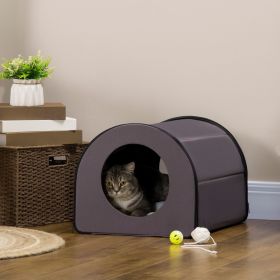 Dome Heated Cat House Portable and Waterproof Pet Shelter for Kitty in Winter, Brown - Brown