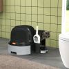 Cat Litter Box Easy to Clean Open with Scoop, Gray - Gray