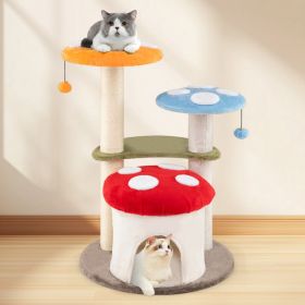 1PC 35 Inch Tall Cat Tower with Sisal Scratching Posts Cat Condo and Padded Platforms - Multicolor