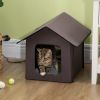 Heated Cat Houses for Outdoor and Indoor, Portable Kitty Shelter, Waterproof and Insulated, Brown - Brown