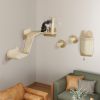 4pc Corner Design Cat Wall Shelf with Scratching Post, Scratching Board, Perches, Cat Wands & Toy Ball, Beige - Beige