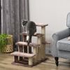 4 Levels Cat Steps with Scratching Posts for High Bed, Sofa, Brown - Brown