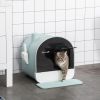 Cat Litter Box with Lid, Covered Litter Box for Indoor Cats with Tray, Scoop, Mat, Filter, 17" x 17" x 18.5" , Green - Green