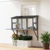 Wooden Cat Catio, Outdoor Cat Enclosure Window Perch with Jumping Platform, for Safely Enjoying Outdoor Sights, Gray - Gray