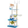 1PC Multi-level Cat Tower with Sisal Covered Scratching Posts - Blue
