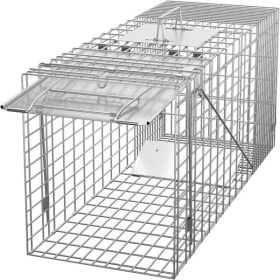 32" Live Animal Cage Trap Heavy Duty Steel Catch Humane Rodent Cage w/Iron Door - as picture