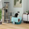 Cat Litter Box with Scoop, Easy to Clean & Openable Cover, Green - Green