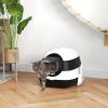 Dome Covered Cat Litter Box with Lid, White and Black - Black