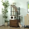 68.5" Cat Tree with Litter Box Enclosure, 2 in 1 Cat Tower Hidden Litter Box Furniture with Scratching Posts, Brown - Brown