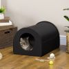 Dome Heated Cat House Portable and Waterproof Pet Shelter for Kitty in Winter, Black - Black