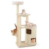 60 Inches Tall Cat Tree with 2-Story Condo and Sisal Scratching Posts - Natural