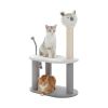 Indoor Alpaca-Shaped Cat Tree with Sisal Scratching Post - Grey & White - Pet entertainment