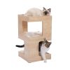 Indoor Decor Wooden Cat Tower with 2-Floor Condo - As pic show - Style B