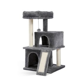 Modern Multilevel Plush Double Condos Cat Tree - Grey - Pet entertainment