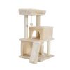 Modern Multilevel Plush Double Condos Cat Tree - Beige - Pet entertainment