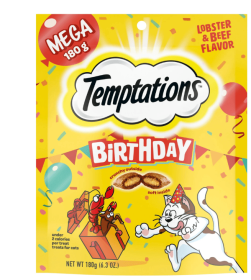 Temptations Birthday Lobster And Beef Flavor Crunchy Soft Treats For Cats, 6.3 Oz Pouch (10 Pack) - Temptations