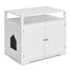 Wooden Cat Litter Box Enclosure Hidden Cat Washroom with Storage Layer - White