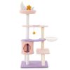 Multi-level Cat Tower with Sisal Covered Scratching Posts - Purplish Pink