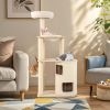 60 Inches Tall Cat Tree with 2-Story Condo and Sisal Scratching Posts - Natural