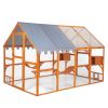 Wooden Cat Catio, Outdoor Large Cat Enclosure, Cat Playpen with Platforms, Sunshine Boards, Bridges, Condos, Orange - As Picture
