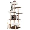 7-Layer Wooden Cat Tree Tall Cat Tower with Sisal Posts and Condo - Brown