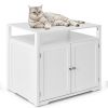 Wooden Cat Litter Box Enclosure Hidden Cat Washroom with Storage Layer - White