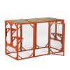 Wooden Cat House;  Outdoor Cat Cage with Water-proof Asphalt Planks and Cat Perches;  Orange - Orange