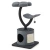 Cat Tree with Curved Metal Supporting Frame for Large and Small Cats - Gray