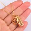 Stainless Steel Small Cylinder Plated Gold Silver Pet Urn Memorial Necklace - Gold LOVE