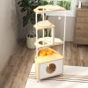 Corner Cat Tower Tree with Scratching Post, Climbing Platforms, and Feeding Station – Multi-Level Cat Condo - Corner