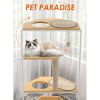Corner Cat Tower Tree with Scratching Post, Climbing Platforms, and Feeding Station – Multi-Level Cat Condo - Corner