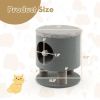 3-in-1 Cat Condo Stool Kitty Bed with Scratching Posts and Plush Ball Toy - Gray