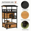 Wooden Outdoor Cat House, Feral Cat Shelter Kitten Condo with Asphalt Roof, Escape Doors, Condo, Jumping Platform, Yellow - Yellow