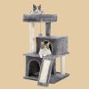 Modern Multilevel Plush Double Condos Cat Tree - Grey - Pet entertainment