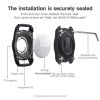 For AirTag Tracker Waterproof Protection Case Pet Leather Collar - Black - Pet Supplies