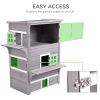 PawHut 3-Story Cat House Feral Cat Shelter, Outdoor Kitten Condo with Raised Floor, Asphalt Roof, Escape Doors, Jumping Platforms, Grey - as Pic