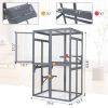 Wooden Cat Catio, Outdoor Cat Enclosure, Cat House with Platforms, Sunshine Board, Hammock, Door, Kitten Cage Condo, Grey - As Picture