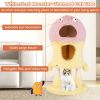 Cartoon Shape Themed Cat Tower with Soft Long Plush Decor - Pink & Yellow - Pet entertainment