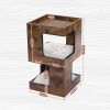 Indoor Decor Wooden Cat Tower with 2-Floor Condo - As pic show - Style A