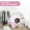 PawHut Hooded Cat Litter Box, Large Kitty Litter Pan with Lid, Scoop, Leaking Sand Pedal, Top Handle, Light Pink - multicolor