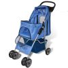 Folding Pet Stroller Dog/Cat Travel Carrier Blue - Blue