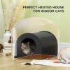 Dome Heated Cat House Portable and Waterproof Pet Shelter for Kitty in Winter, Black - Black