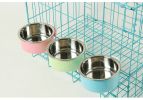 Removable Hanging Food Stainless Steel Water Bowl Cage Bowl for Dogs Cats Birds Small Animals - blue