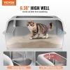 VEVOR 6 in Deep Cat Litter Box Odor-Free Litter Box with Filtering Foot Board - Light Gray